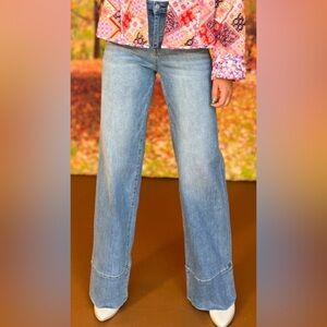 Vervet Olivia High Rise Raw Hem Wide A Line Jeans 25